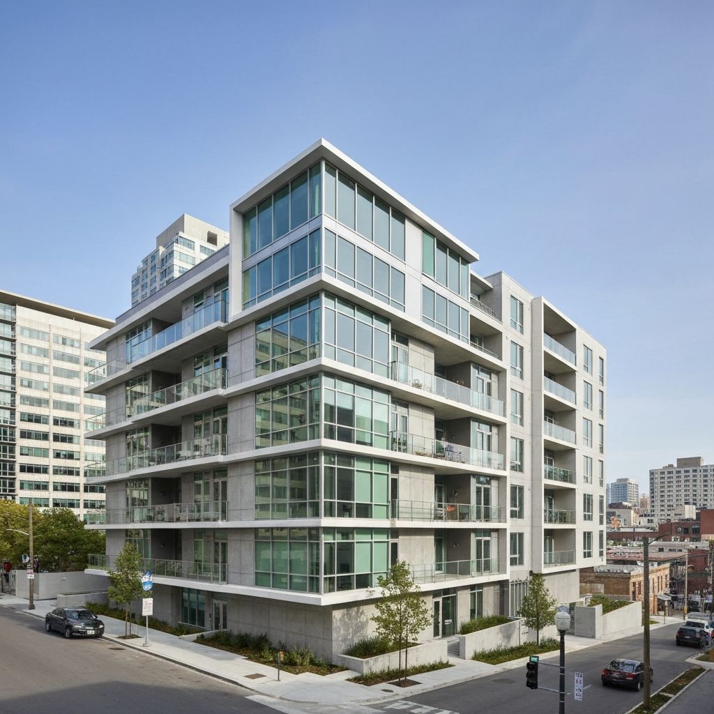 Modern multifamily apartment building